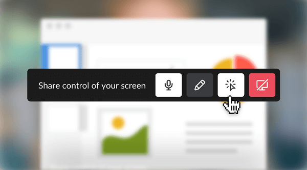 „Slack“ išplėtė ekrano bendrinimo galimybes ir įtraukė interaktyvų ekrano bendrinimą.