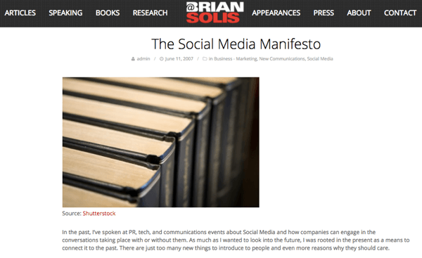 Kai Brianas pamatė socialinės žiniasklaidos potencialą, jis parašė „Socialinės žiniasklaidos manifestą“.