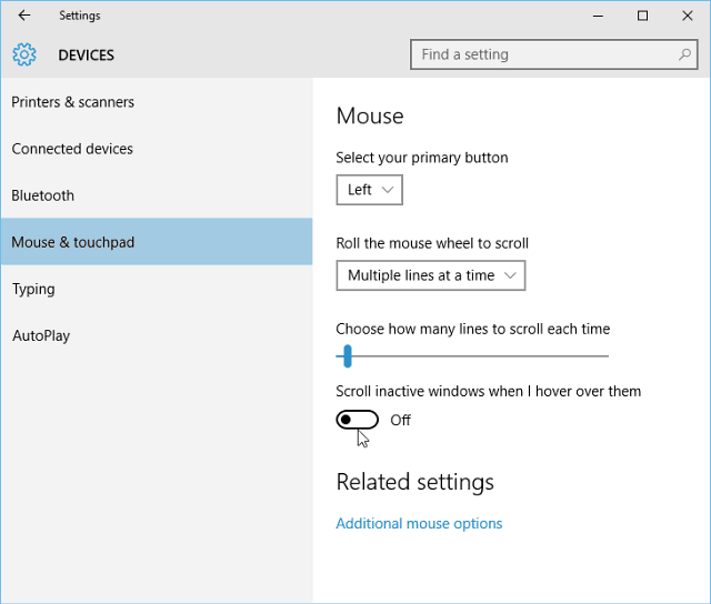 „Windows 10“ patarimas: Įjunkite arba Išjunkite fono slinkimą