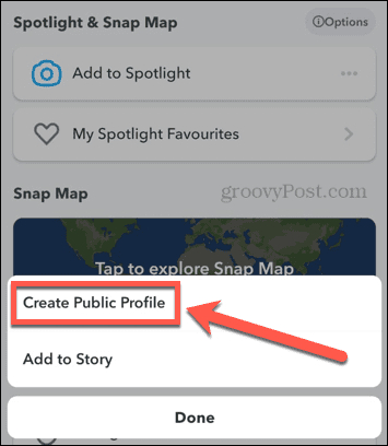 snapchat sukurti viešą profilį