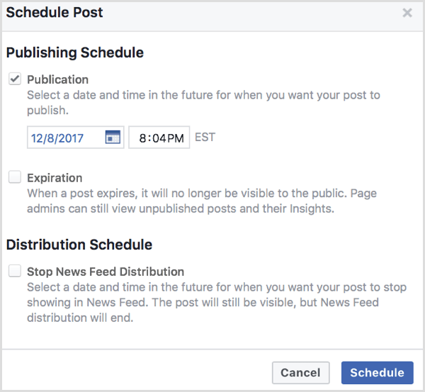 „Facebook“ įkelti vaizdo įrašų tvarkaraščio įrašą