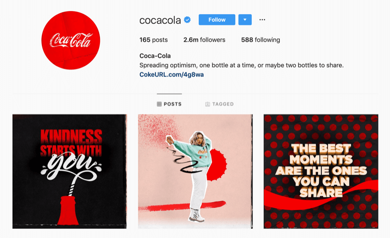 „Coca-Cola“ „Instagram“ profilis
