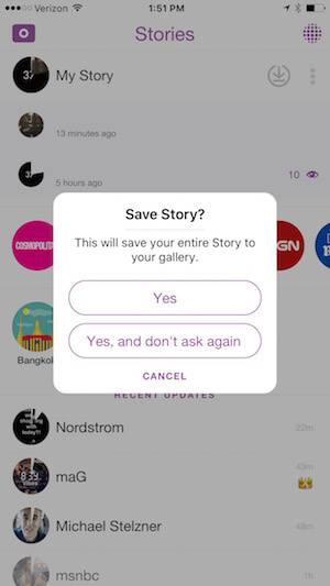 išsaugokite savo snapchat istoriją savo telefone