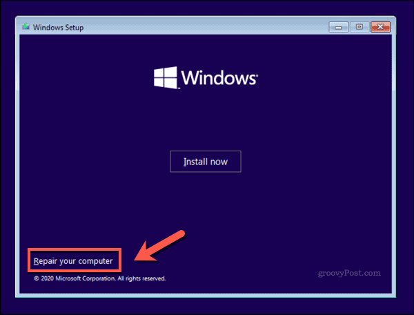 „Windows 10 Installer“ ekranas