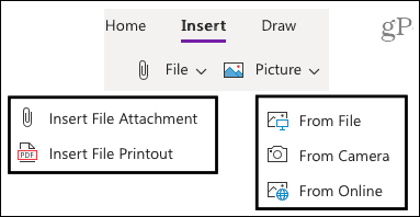 Įterpti skirtuką į „OneNote“ žiniatinkliui