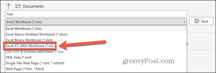 Excel pasirinkite formatą