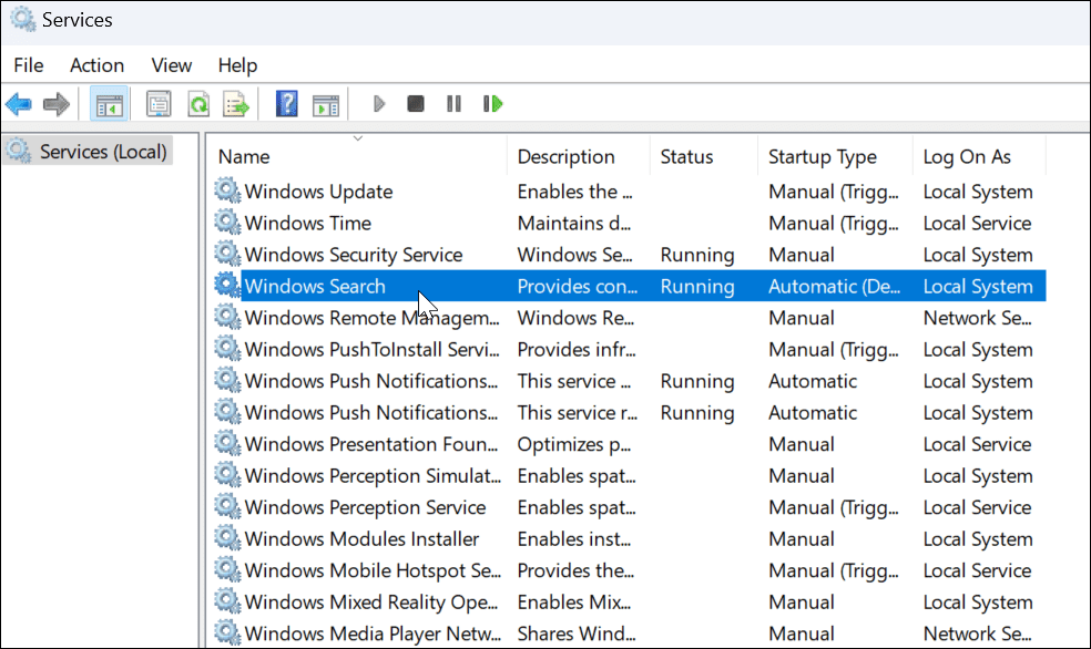„Windows 11“ paieškos juosta neveikia