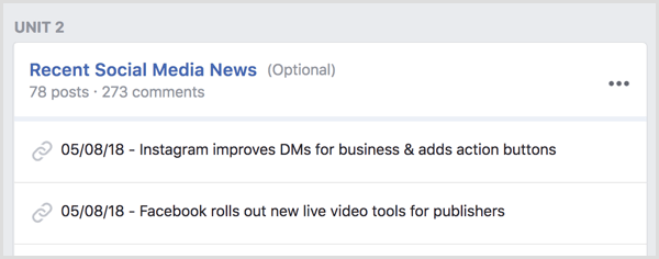 Sukurkite „Facebook“ grupės padalinį naujienoms.