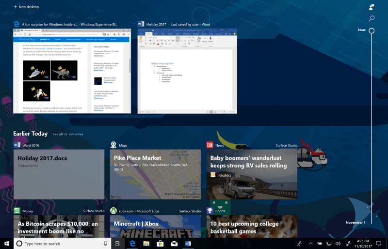 „Windows 10“ laiko juostos herojus