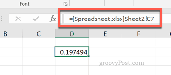 Vieno langelio nuoroda iš išorinio „Excel“ skaičiuoklės failo