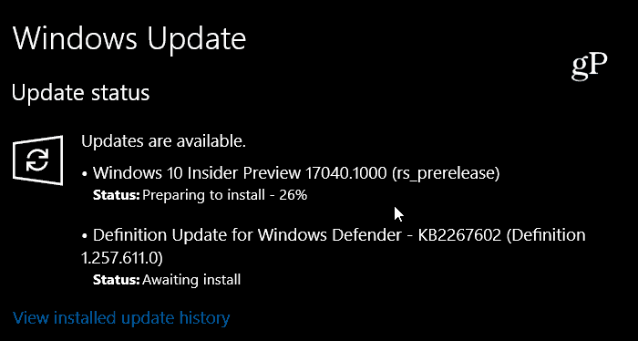 „Windows 10“ „Redstone 4“ peržiūra „Build 17040“