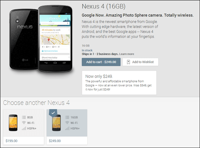 „Nexus 4“ dėl „Google Play“ kainos kritimo