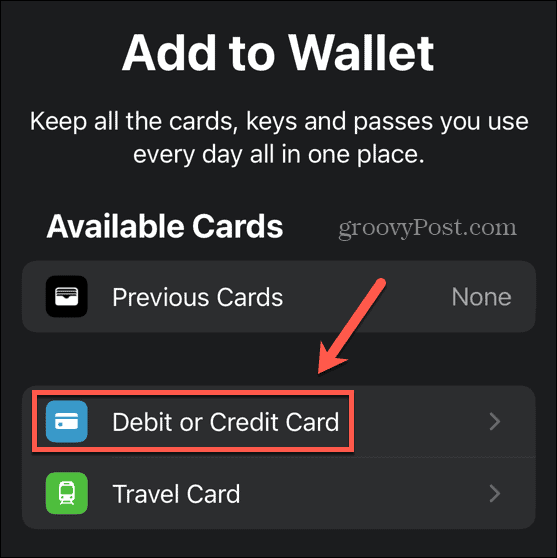 „Apple Pay“ debeto arba kredito kortelės