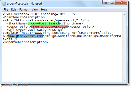 modifikuokite „Windows 7“ paieškos jungtį pagal šį paveikslėlio pavyzdį