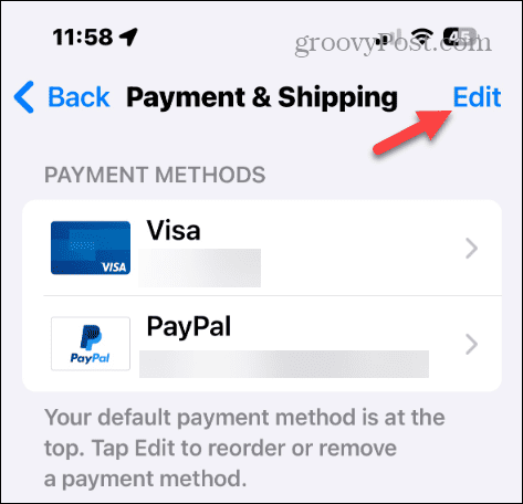 Pakeiskite „Apple“ paskyros mokėjimo metodą