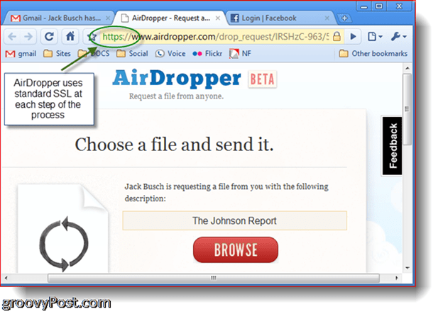 „Dropbox Airdropper“ nuotraukos ekrano kopija - pasirinkite failą