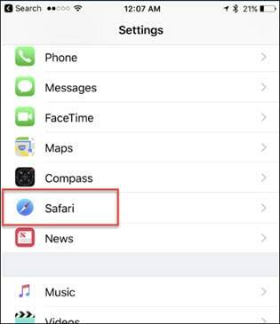 „ios-clear-cache-safari-settings“