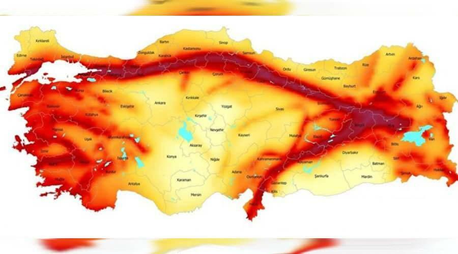 Turkijos žemės drebėjimo žemėlapis