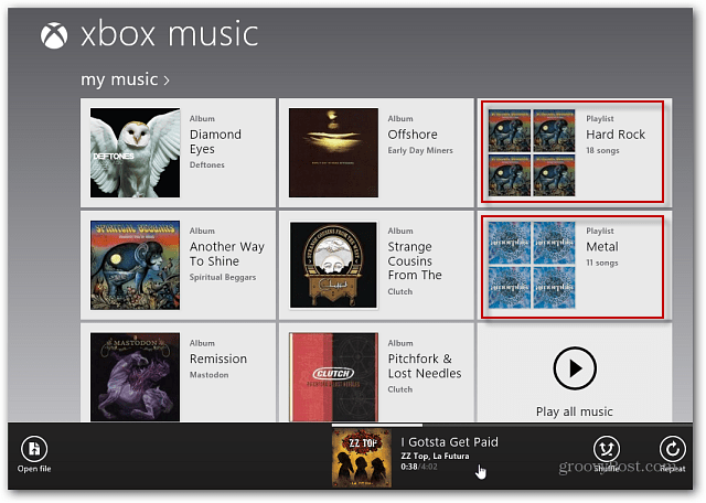 Grojaraštis rodomas „Xbox Music“
