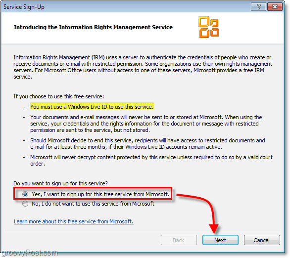 Kaip naudoti „Outlook 2010“ ir „Microsoft RMS“ el. Laiškams apsaugoti