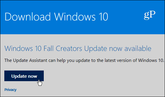 3 Atnaujinkite „Windows 10“ asistento puslapį