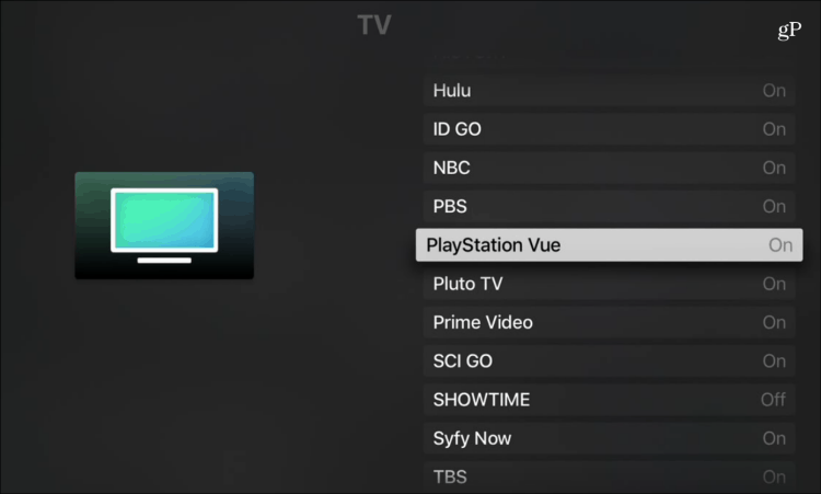 „Apple TV App“ „PlayStation Vue“
