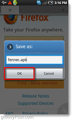 „fennec.apk firefox beta 4 android“ diegimo programa