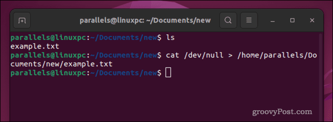 Išvalykite failą „Linux“ naudodami komandą cat