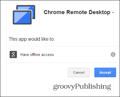 „Chrome Remote Desktop PC“ įgalioja