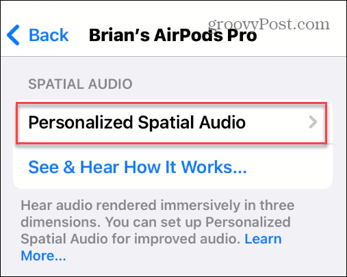 Naudokite erdvinį garsą Apple AirPods