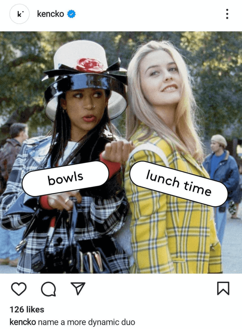Instagram įrašo vaizdas naudojant memą