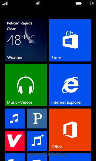„Windows Phone“ pagrindinis puslapis