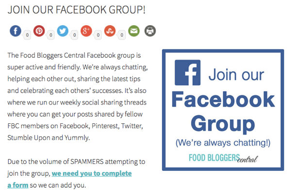 Pakvieskite svetainės lankytojus prisijungti prie savo „Facebook“ grupės.