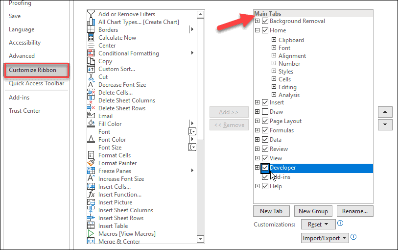 Įterpkite žymimąjį laukelį „Microsoft Excel“.