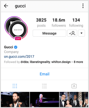 „Instagram“ tiesioginės transliacijos indikatorius profilyje