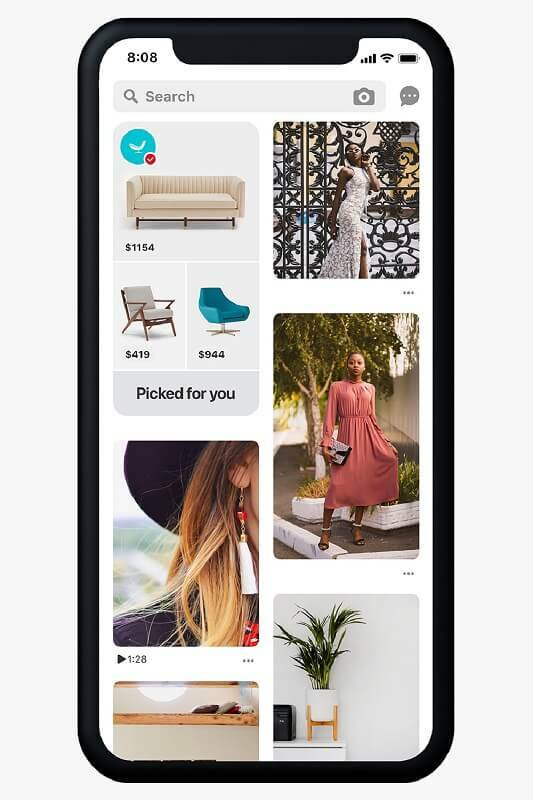 „Pinterest“ „Home Feed“ pristatė labiau paskirtas ir individualizuotas apsipirkimo rekomendacijas su naršomais katalogais ir individualizuotais pirkinių idėjų centrais.