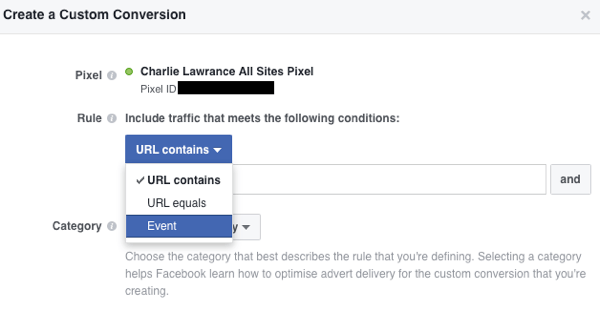 „Facebook“ skelbimų tvarkyklėje sukurkite įvykiais pagrįstas tinkintas konversijas.