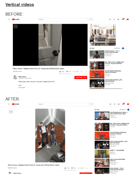 „YouTube“ atnaujino vertikalių vaizdo įrašų peržiūrą darbalaukyje.