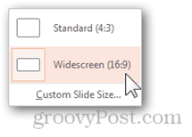 standartinis plačiaekranis pateikimo kraštinių santykis „powerpoint“ dydis