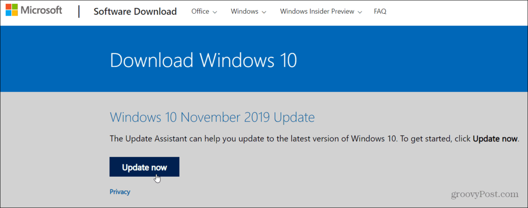 Kaip įdiegti „Windows 10“ 1909 versija, 2019 m. Lapkričio mėn. Naujinimas