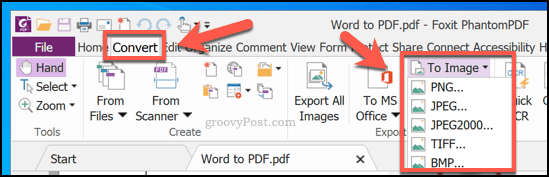 Konvertuoti PDF į vaizdą naudojant „PhantomPDF“