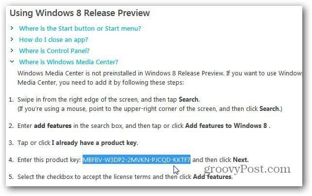 Įdiekite „Windows Media Center“ „Windows 8“ išleidimo peržiūroje