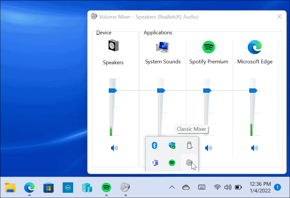 Atkurkite klasikinį garsumo maišytuvą sistemoje „Windows 11“.