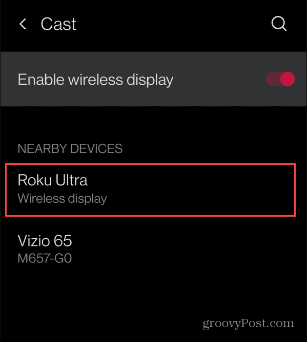 „Roku Device Cast Android“.