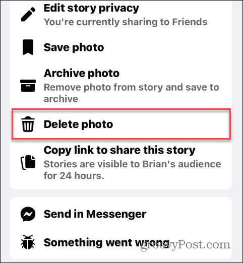 Pašalinkite istorijas iš „Facebook“.