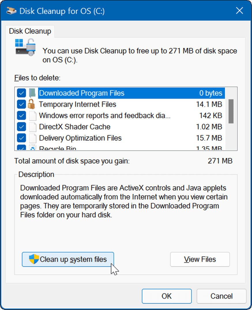 disko valymas ištrinkite laikinus failus iš Windows 11