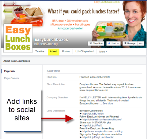 socialinės nuorodos apie lengvų pietų dėžučių facebook puslapio skyrių