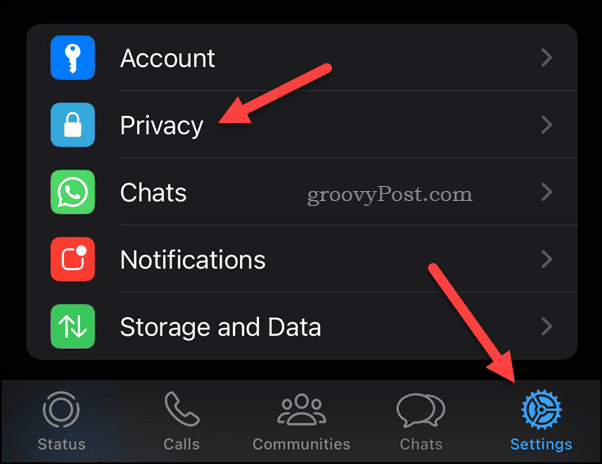 Atidarykite „WhatsApp“ privatumo nustatymus „iPhone“.