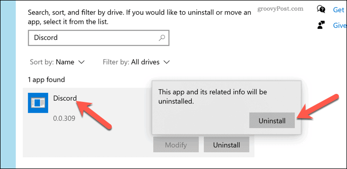 Nesantaikos pašalinimas iš „Windows 10“