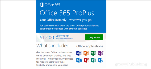 „Office 365 proplus“ kainodara, įtrauktos programos